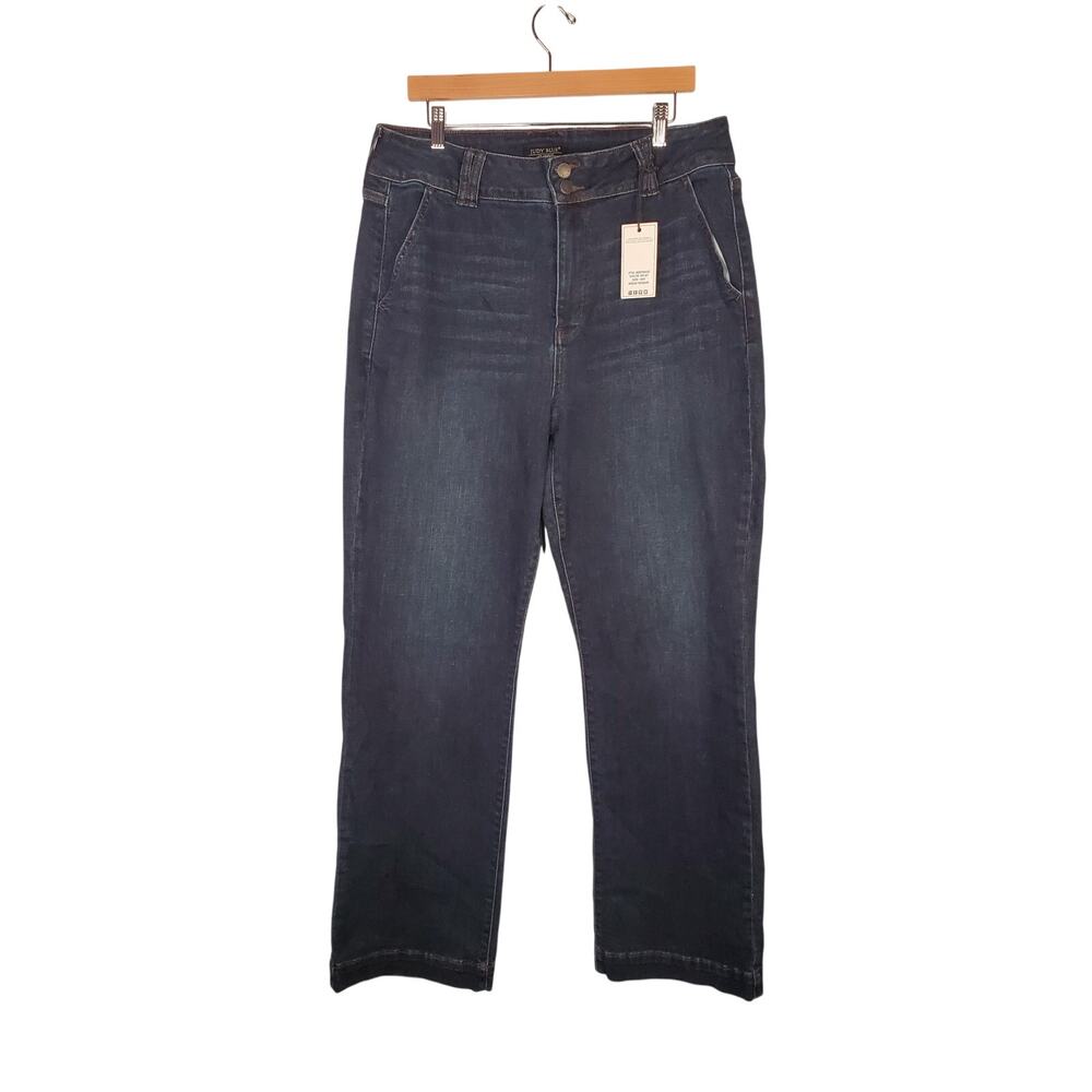 Judy Blue High Waist Trouser Wide Leg Denim Jeans Regular Inseam Plus Size 18 W